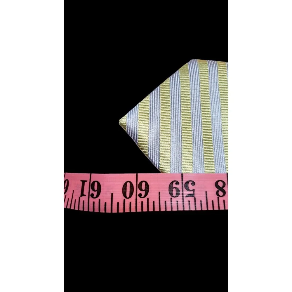 Gianni‎ Long Made In Italy Tie Hand Made 100% Silk Yellow Striped Necktie